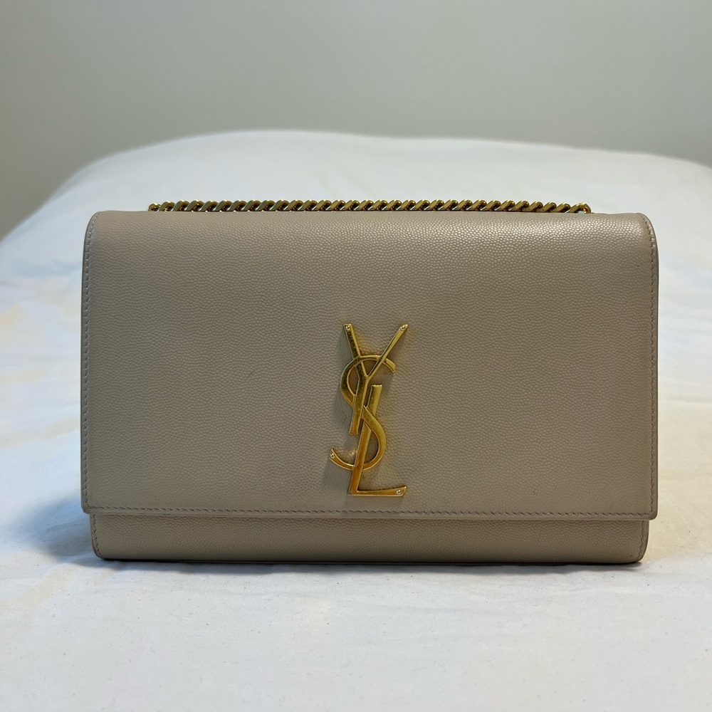 YSL Kate Medium in Embossed Leather in Nude
